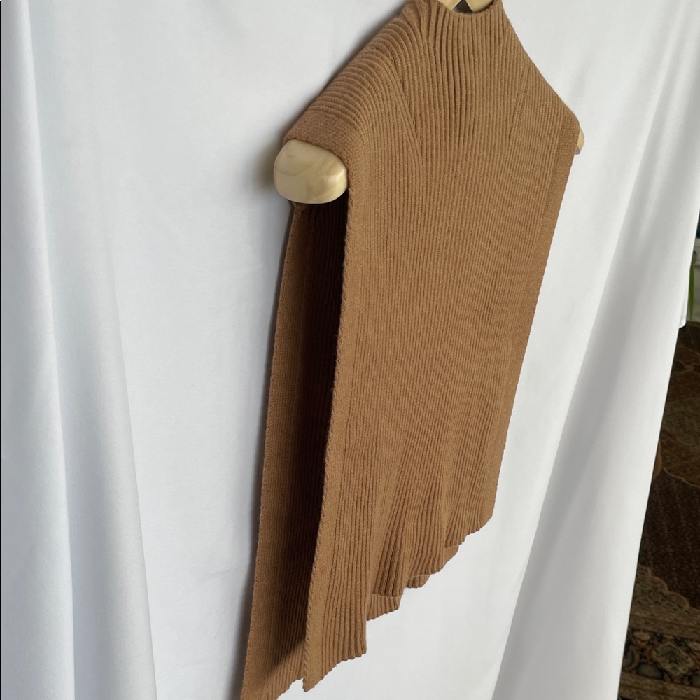 Camel Ribbed Knit Vest/Cape One Size